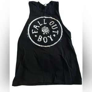 Fall out boy black circle rose tank small T-shirt